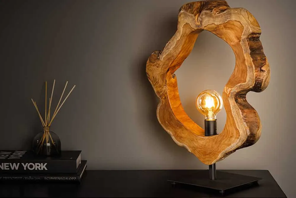 Riess-Ambiente Mehr...|Lampen > Handgefertigte Tischlampe ORGANIC ARTWORK 55cm natur Teakholz
