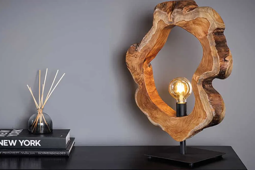 Riess-Ambiente Mehr...|Lampen > Handgefertigte Tischlampe ORGANIC ARTWORK 55cm natur Teakholz