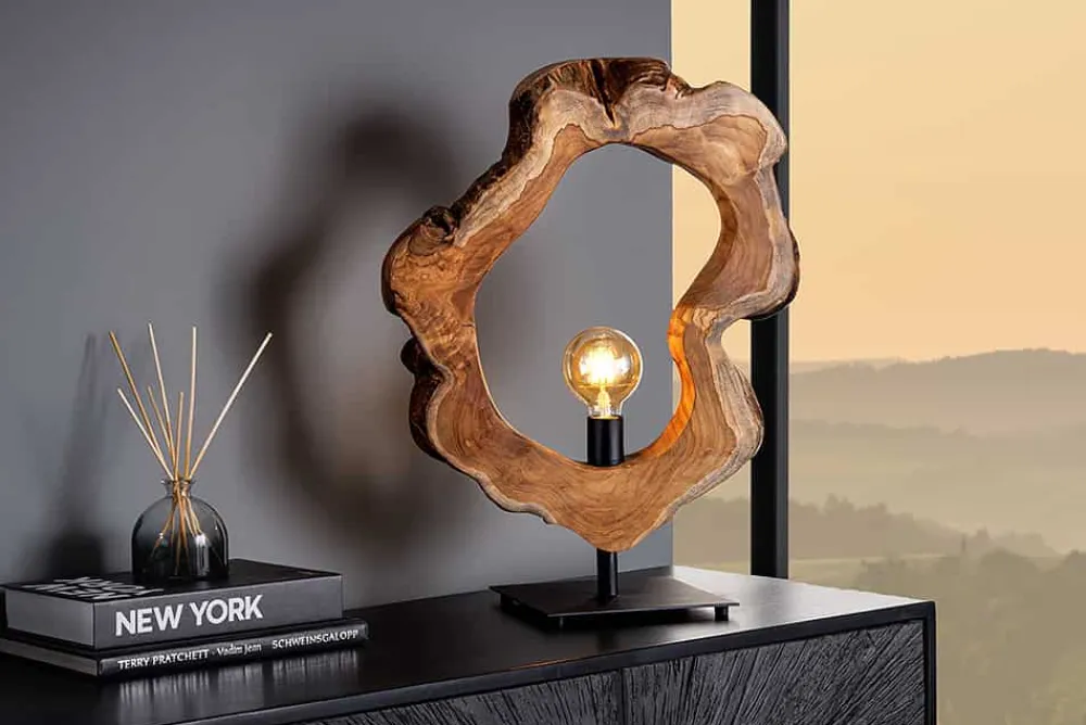 Riess-Ambiente Mehr...|Lampen > Handgefertigte Tischlampe ORGANIC ARTWORK 55cm natur Teakholz