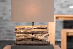 Riess-Ambiente Mehr...|Mehr... > Handgefertigte Tischlampe PERIFERE 40cm braun Treibholz Leinenschirm
