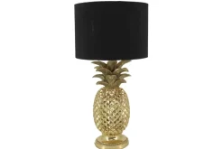 Riess-Ambiente Tischlampen > Handgefertigte Tischlampe PINEAPPLE 50cm gold schwarz Ananas-Design mit Stoffschirm