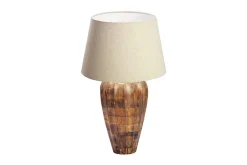 Riess-Ambiente Tischlampen > Handgefertigte Tischlampe PURE NATURE 65cm weiß natur Mangoholz mit Stoffschirm