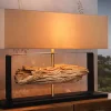 Riess-Ambiente Tischlampen > Handgefertigte Tischlampe ROUSILIQUE 80cm natur Eisenholz beige mit Lampenschirm