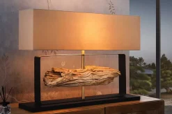 Riess-Ambiente Tischlampen > Handgefertigte Tischlampe ROUSILIQUE 80cm natur Eisenholz beige mit Lampenschirm