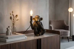 Riess-Ambiente Tischlampen > Handgefertigte Tischlampe SCHIMPANZEE 25cm schwarz Affen-Skulptur