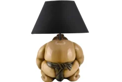 Riess-Ambiente Tischlampen > Handgefertigte Tischlampe SUMO 50cm schwarz Skulptur Stoffschirm