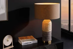 Riess-Ambiente Tischlampen > Handgefertigte Tischlampe ZEA 60cm braun natur runder Leinenschirm Seegras
