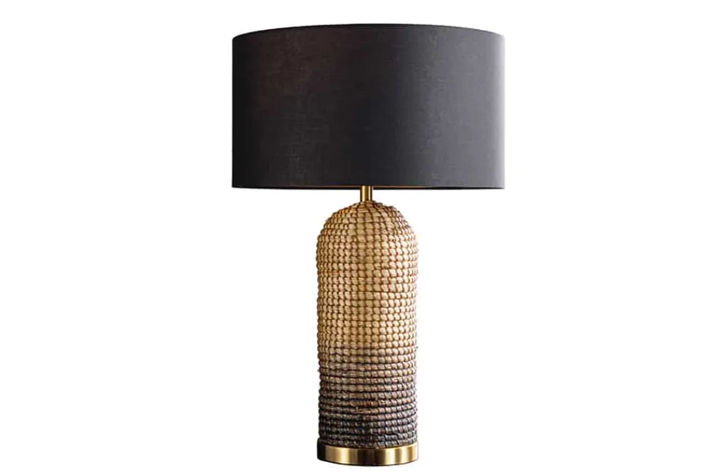 Riess-Ambiente Tischlampen > Handgefertigte Tischlampe ZEA 60cm schwarz natur runder Lampenschirm Seegras