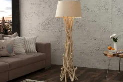Riess-Ambiente Mehr...|Mehr... > Handgefertigte Treibholz Stehlampe WILD NATURE 155cm sand mit Leinenschirm