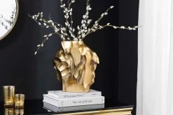 Riess-Ambiente Goldene Möbel|Vasen > Handgefertigte Vase LIQUID 25cm gold Metall Hammerschlag Design