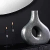 Riess-Ambiente Vasen > Handgefertigte Vase RING 40cm dunkelgrau Metall Dekoration Blumenvase