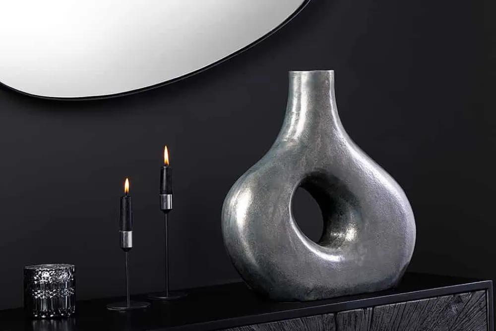 Riess-Ambiente Vasen > Handgefertigte Vase RING 40cm dunkelgrau Metall Dekoration Blumenvase