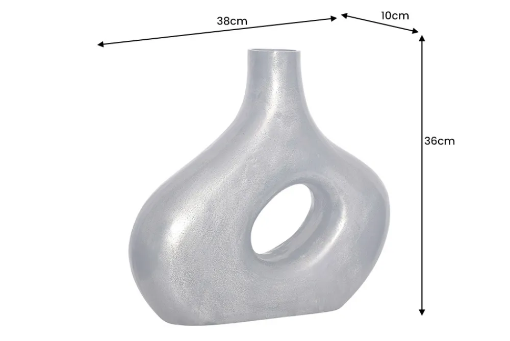 Riess-Ambiente Vasen > Handgefertigte Vase RING 40cm dunkelgrau Metall Dekoration Blumenvase
