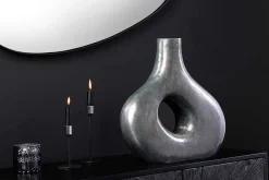 Riess-Ambiente Vasen > Handgefertigte Vase RING 30cm dunkelgrau Metall Dekoration Blumenvase