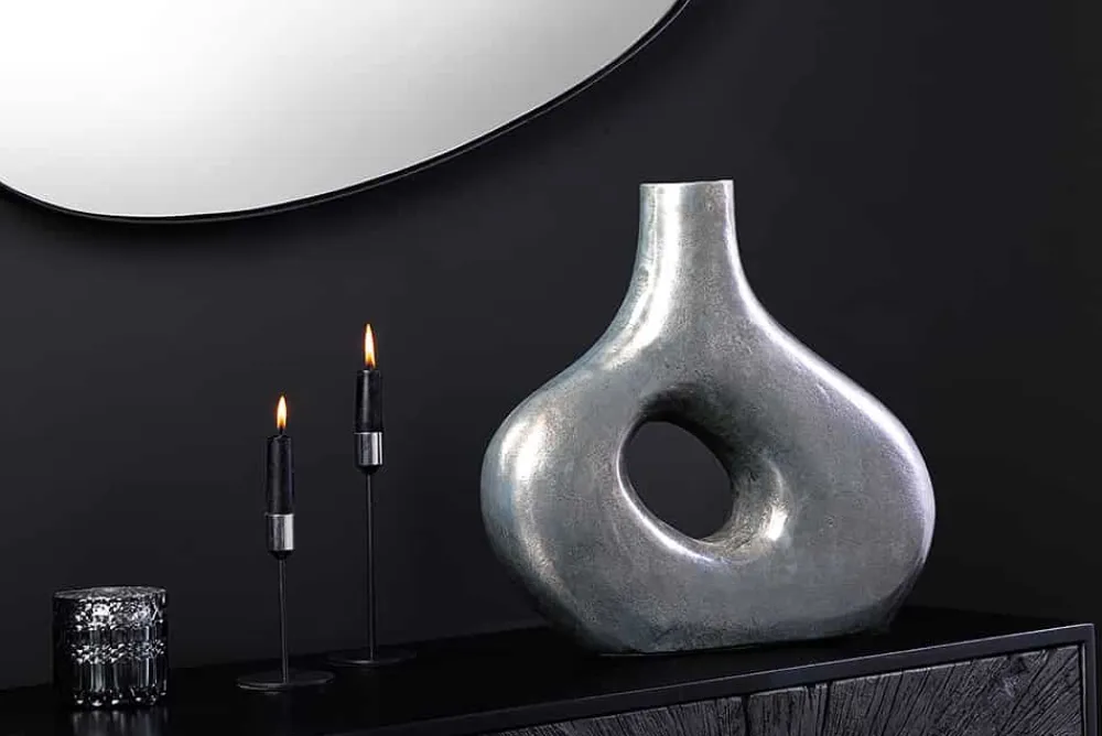 Riess-Ambiente Vasen > Handgefertigte Vase RING 30cm dunkelgrau Metall Dekoration Blumenvase
