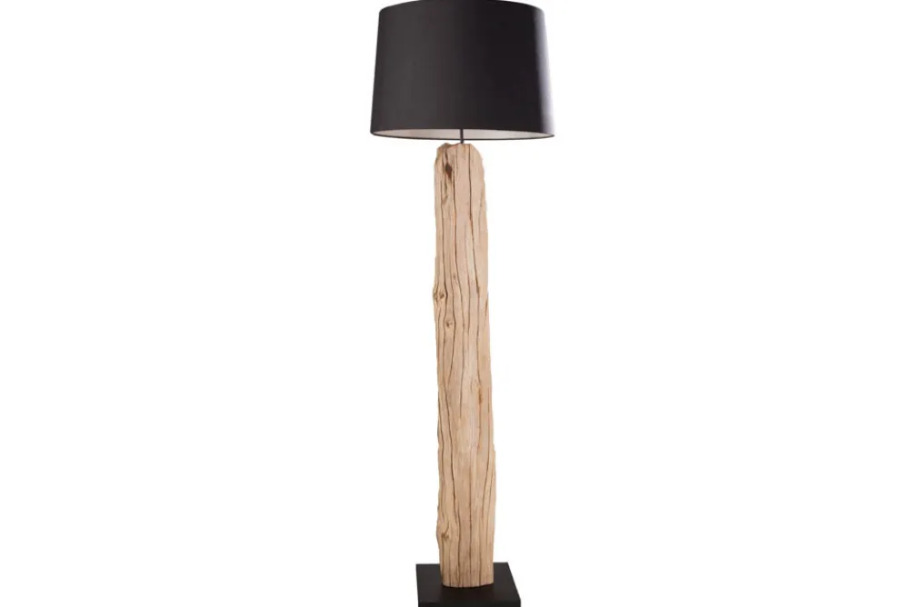 Riess-Ambiente Mehr...|Mehr... > Handmade Stehlampe ROUSILIQUE 180cm schwarz Treibholzlampe Leinenschirm Baumstamm