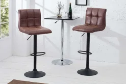 Riess-Ambiente Industrial Loft|Barhocker > Höhenverstellbarer Barhocker MODENA vintage braun Microfaser Metall schwarz mit Lehne drehbar