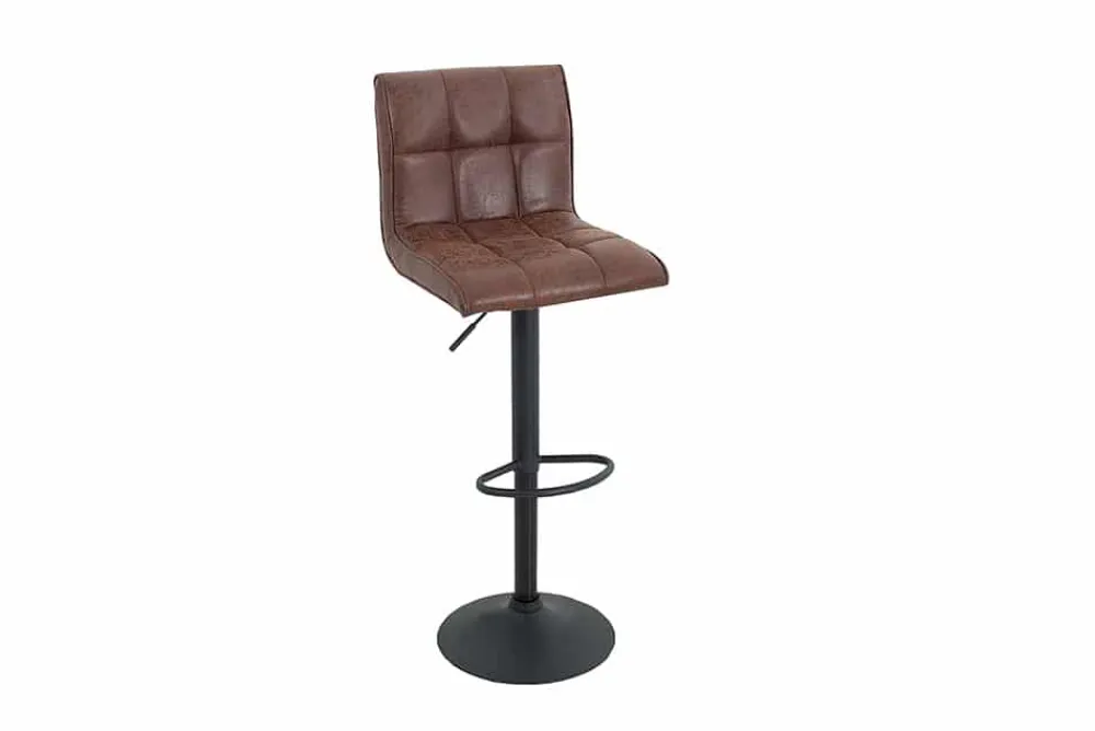 Riess-Ambiente Industrial Loft|Barhocker > Höhenverstellbarer Barhocker MODENA vintage braun Microfaser Metall schwarz mit Lehne drehbar