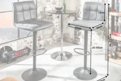 Riess-Ambiente Industrial Loft|Barhocker > Höhenverstellbarer Barhocker MODENA vintage grau Microfaser Metall schwarz mit Lehne drehbar