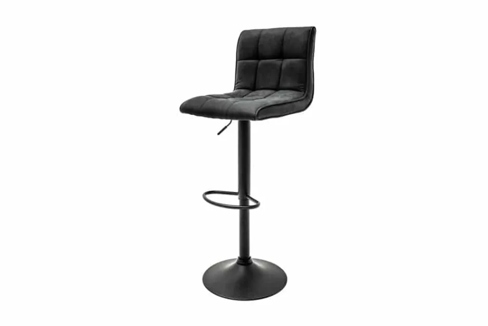 Riess-Ambiente Industrial Loft|Barhocker > Höhenverstellbarer Barhocker MODENA vintage grau Microfaser Metall schwarz mit Lehne drehbar