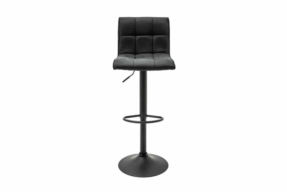 Riess-Ambiente Industrial Loft|Barhocker > Höhenverstellbarer Barhocker MODENA vintage grau Microfaser Metall schwarz mit Lehne drehbar