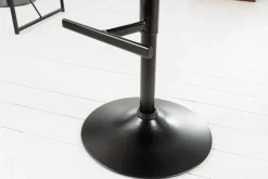 Riess-Ambiente Industrial Loft|Retro Möbel > Höhenverstellbarer Barhocker COMFORT dunkelgrau Samt drehbar mit Lehne Metall schwarz