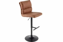 Riess-Ambiente Industrial Loft|Retro Möbel > Höhenverstellbarer Barhocker COMFORT antik braun Microfaser drehbar mit Lehne Metall schwarz