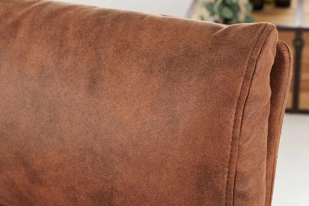 Riess-Ambiente Industrial Loft|Retro Möbel > Höhenverstellbarer Barhocker COMFORT antik braun Microfaser drehbar mit Lehne Metall schwarz
