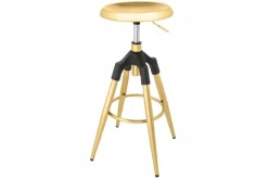 Riess-Ambiente Goldene Möbel|Industrial Loft > Höhenverstellbarer Barhocker INDUSTRIAL gold schwarz Metall rund drehbar Industrial Design