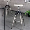 Riess-Ambiente Industrial Loft|Barhocker > Höhenverstellbarer Barhocker INDUSTRIAL Chrom gebürstet silber schwarz Metall rund drehbar