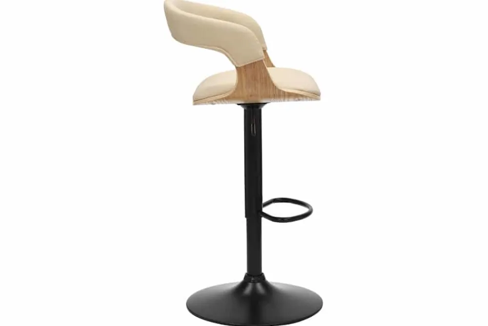 Riess-Ambiente Retro Möbel|Barhocker > Höhenverstellbarer Barhocker MANHATTAN natur Eiche creme beige Kunstleder drehbar