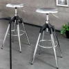 Riess-Ambiente Industrial Loft|Retro Möbel > Höhenverstellbarer Barhocker INDUSTRIAL Chrom silber schwarz Metall rund drehbar