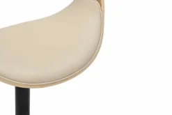 Riess-Ambiente Retro Möbel|Barhocker > Höhenverstellbarer Barhocker ORGANIC natur Eiche creme beige Kunstleder mit Armlehne