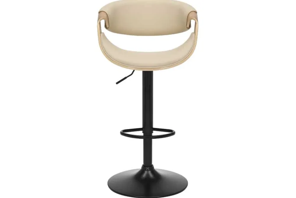 Riess-Ambiente Retro Möbel|Barhocker > Höhenverstellbarer Barhocker ORGANIC natur Eiche creme beige Kunstleder mit Armlehne