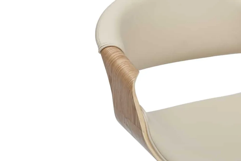 Riess-Ambiente Retro Möbel|Barhocker > Höhenverstellbarer Barhocker ORGANIC natur Eiche creme beige Kunstleder mit Armlehne
