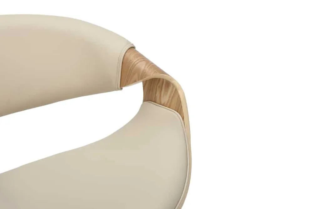 Riess-Ambiente Retro Möbel|Barhocker > Höhenverstellbarer Barhocker ORGANIC natur Eiche creme beige Kunstleder mit Armlehne