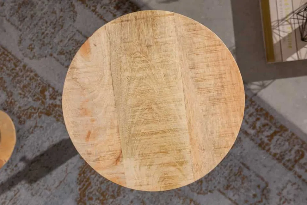 Riess-Ambiente Beistelltische|Mehr... > Höhenverstellbarer Beistelltisch ENGINEER 30cm Mangoholz Industrial Design massiv rund Eisen