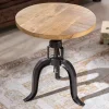 Riess-Ambiente Beistelltische|Mehr... > Höhenverstellbarer Beistelltisch ENGINEER 50cm Mangoholz Industrial Design massiv rund Eisen