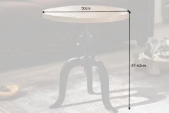 Riess-Ambiente Beistelltische|Mehr... > Höhenverstellbarer Beistelltisch ENGINEER 50cm Mangoholz Industrial Design massiv rund Eisen