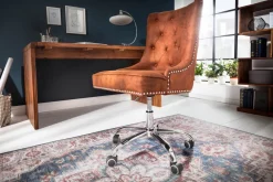 Riess-Ambiente Bürostühle > Höhenverstellbarer Bürostuhl VICTORIAN vintage hellbraun mit Chesterfield-Steppung