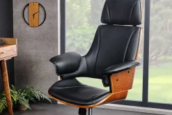 Riess-Ambiente Retro Möbel|Bürostühle > Höhenverstellbarer Bürostuhl MANHATTAN Kunstleder Walnuss mit Armlehne Retro Design