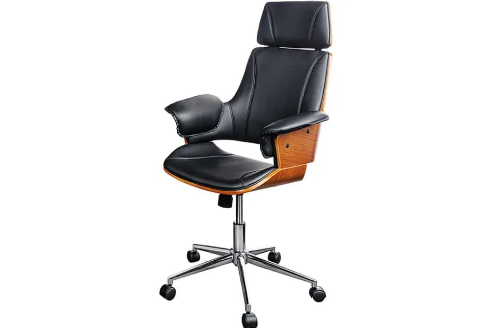Riess-Ambiente Retro Möbel|Bürostühle > Höhenverstellbarer Bürostuhl MANHATTAN Kunstleder Walnuss mit Armlehne Retro Design