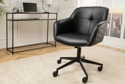 Riess-Ambiente Bürostühle > Höhenverstellbarer Bürostuhl EUPHORIA schwarz Kunstleder drehbar Ziersteppung gepolstert