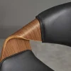 Riess-Ambiente Skandinavisch|Stühle > Höhenverstellbarer Bürostuhl ORGANIC schwarz Kunstleder Walnussholz braun drehbar