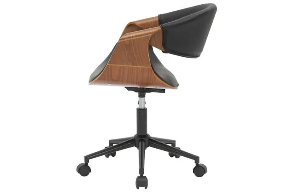 Riess-Ambiente Skandinavisch|Stühle > Höhenverstellbarer Bürostuhl ORGANIC schwarz Kunstleder Walnussholz braun drehbar