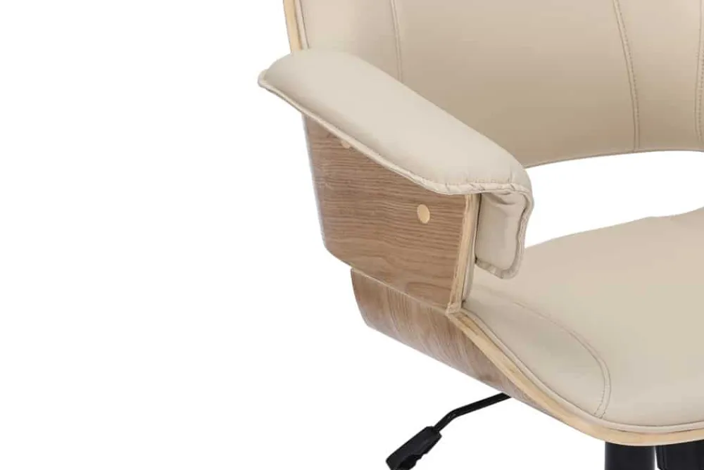 Riess-Ambiente Retro Möbel|Bürostühle > Höhenverstellbarer Bürostuhl MANHATTAN natur Eiche creme beige Kunstleder drehbar