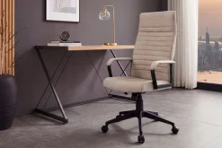 Riess-Ambiente Bürostühle > Höhenverstellbarer Bürostuhl LAZIO taupe Vogue Velours Samt drehbar mit Rollen