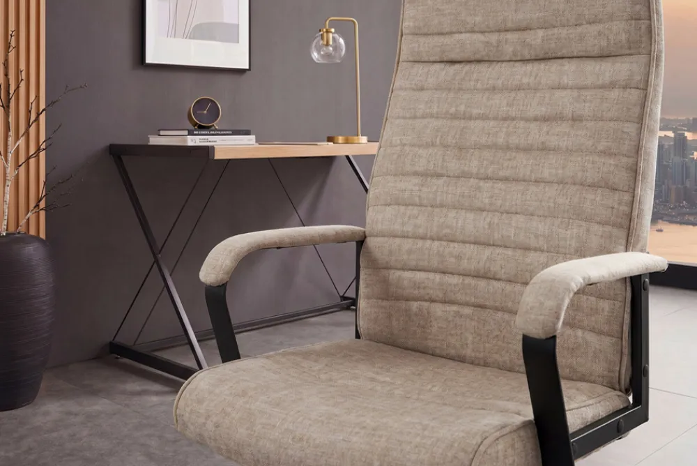 Riess-Ambiente Bürostühle > Höhenverstellbarer Bürostuhl LAZIO taupe Vogue Velours Samt drehbar mit Rollen