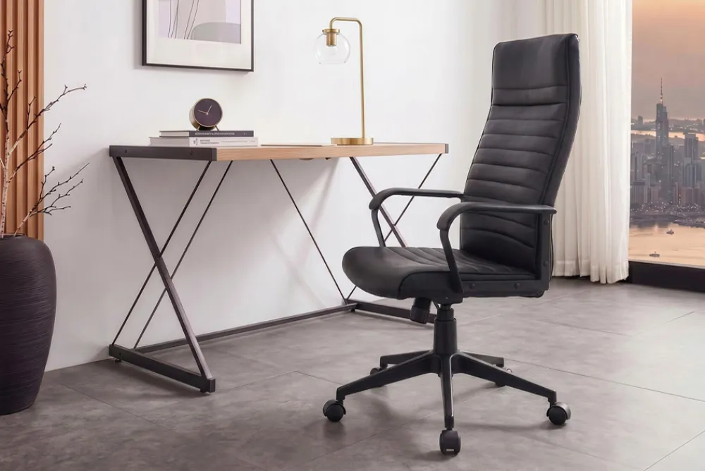Riess-Ambiente Bürostühle > Höhenverstellbarer Bürostuhl LAZIO schwarz Kunstleder drehbar mit Rollen