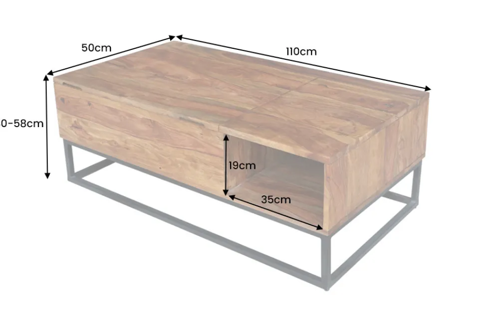 Riess-Ambiente Couchtische & Truhen|Mehr... > Höhenverstellbarer Couchtisch MAKASSAR FUNCTION 110cm braun Sheesham Massivholz stone finish